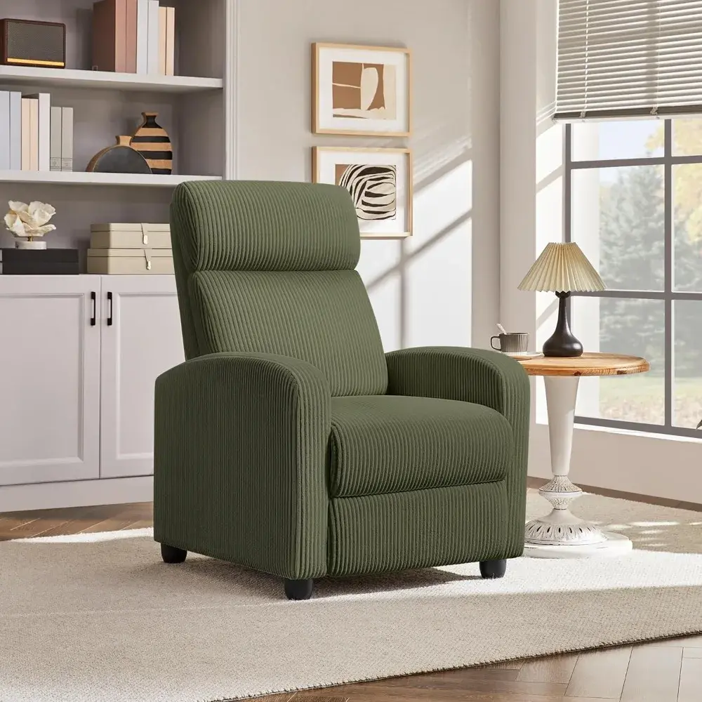 Corduroy Recliner Chair Single Sofa Home Theater Seating Adjustable Modern Reclining Chair for Living Room Bedroom Home Theater