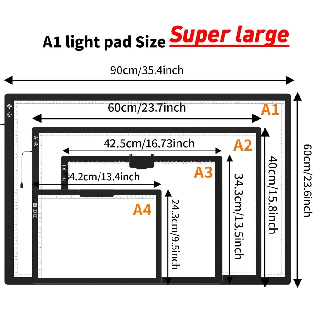 Rechargeable A1 Light Pad 35.4”x23.6”, Extra Large LED Light Board for Diamond Painting, 3-Color Modes Light Box, Diamond Art Li