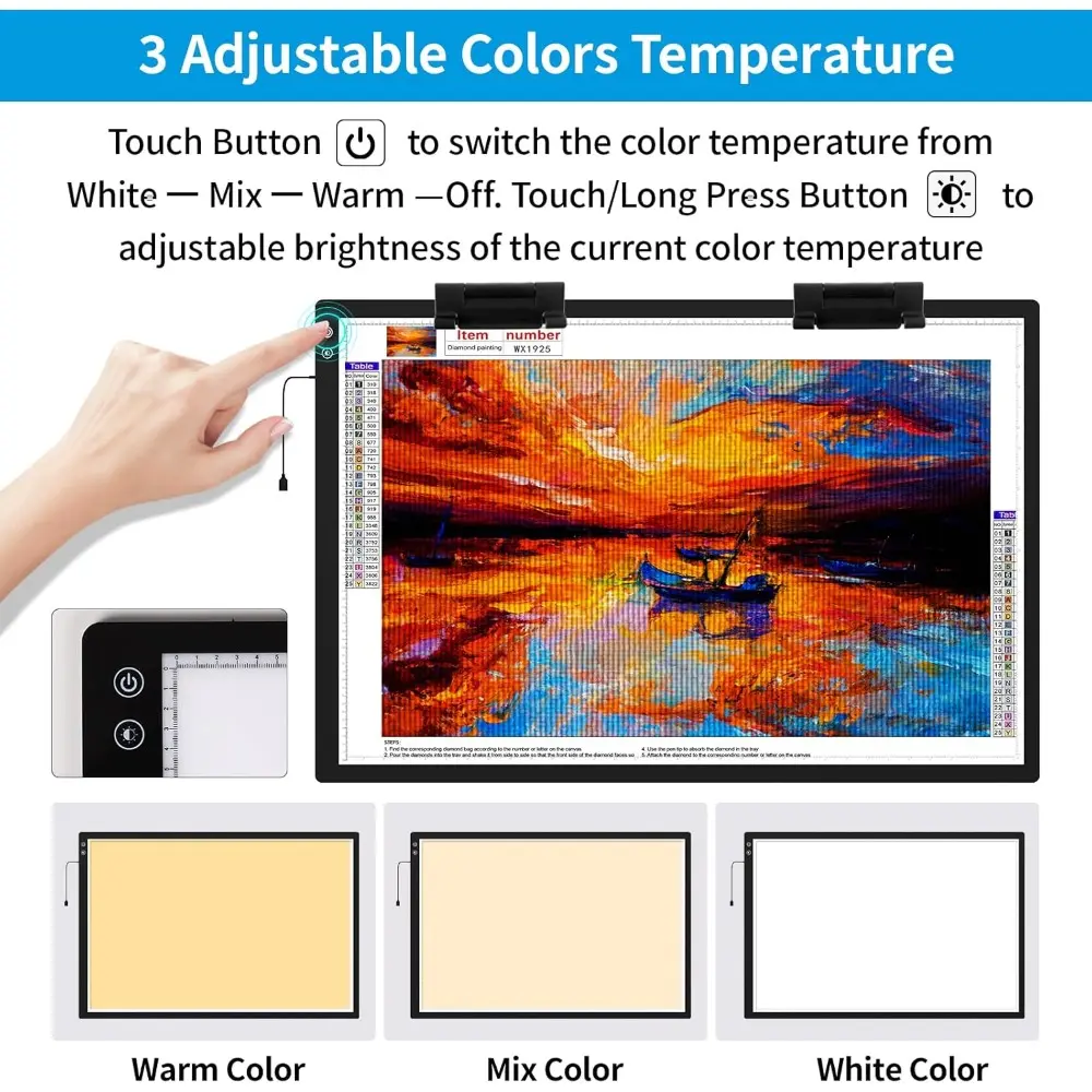 Rechargeable A1 Light Pad 35.4”x23.6”, Extra Large LED Light Board for Diamond Painting, 3-Color Modes Light Box, Diamond Art Li