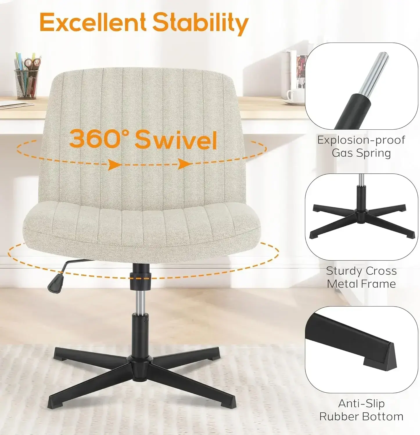 Criss Cross Chair, Cross Legged Office Chair, Wide Comfty Desk Chair