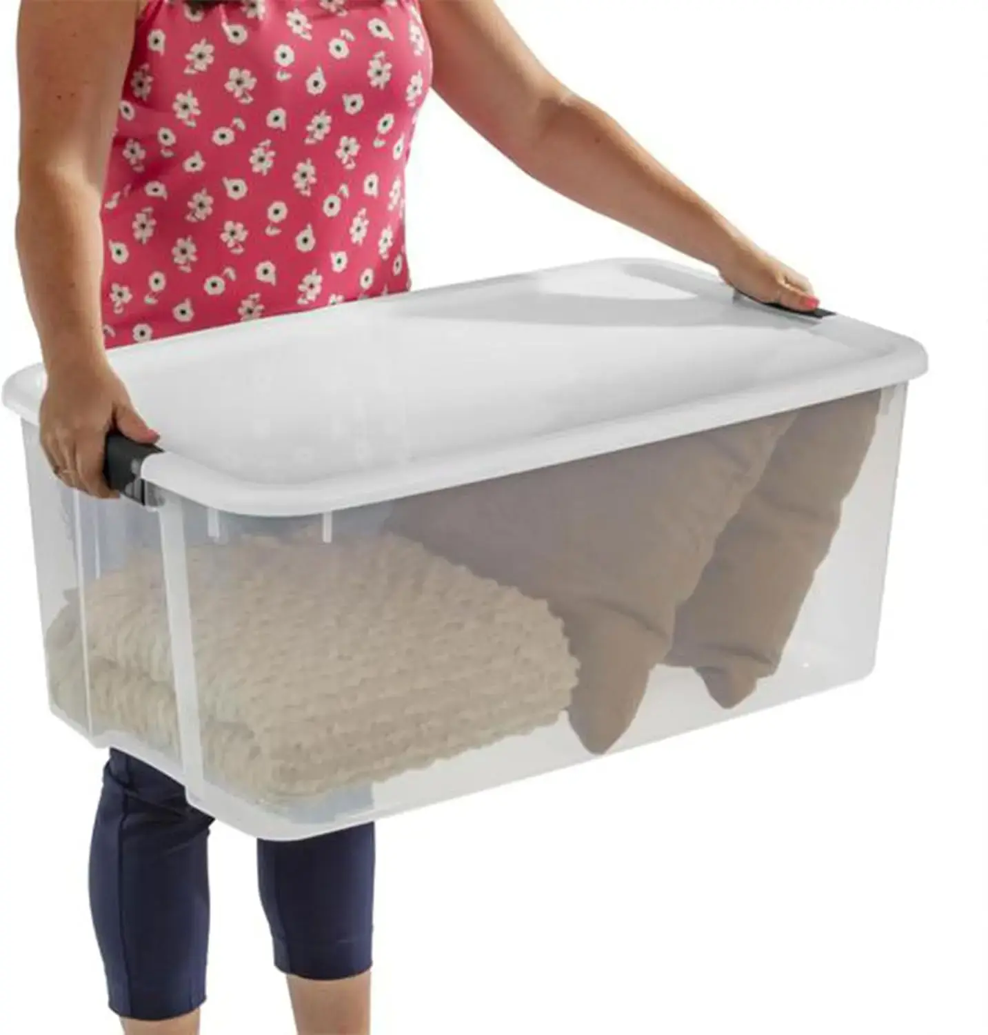 8-Pack Ultra Latching Box, Storage Bins with Lids, Clear Plastic, 116 Quart - Heavy-Duty Organizing Containers for Closet,