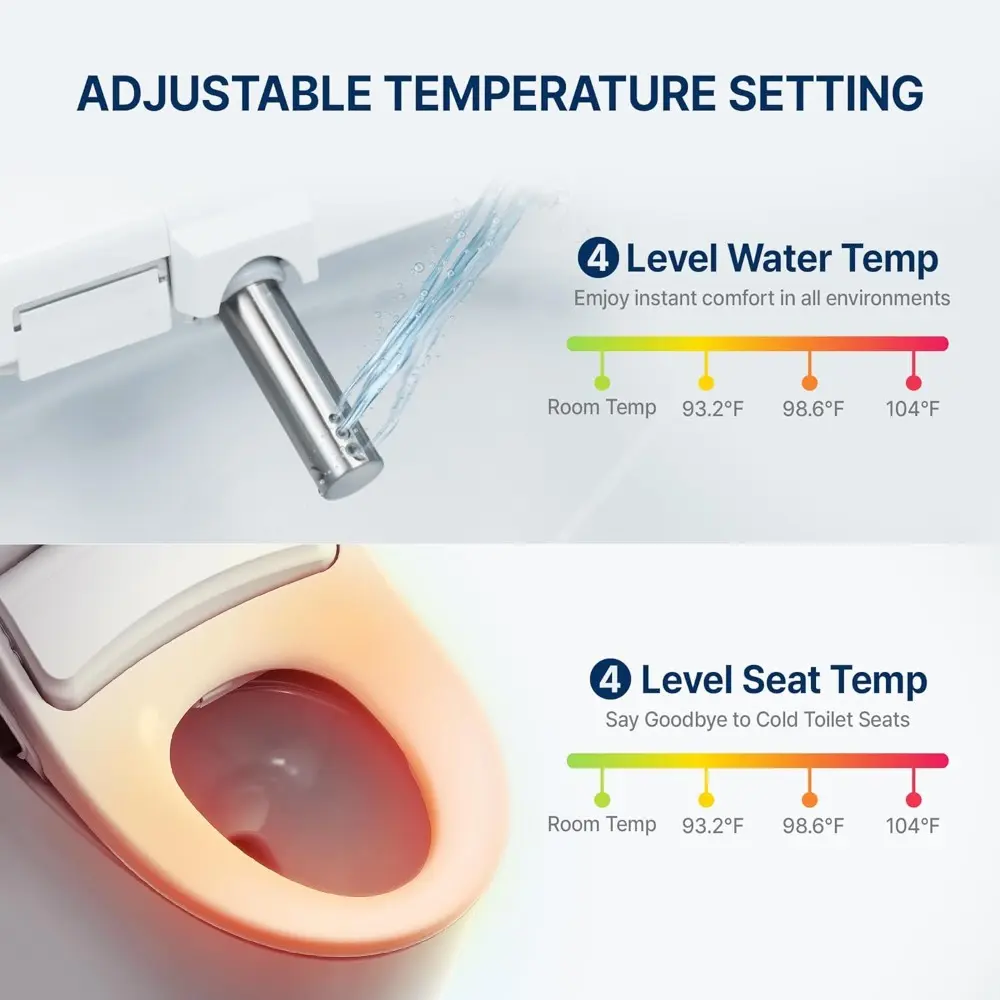 Inus N21 Electric Heated Bidet Toilet Seat Elongated, Warm Water, Smart Heated Water Luxury Bidet Toilet Seat with Kids Mode, Se