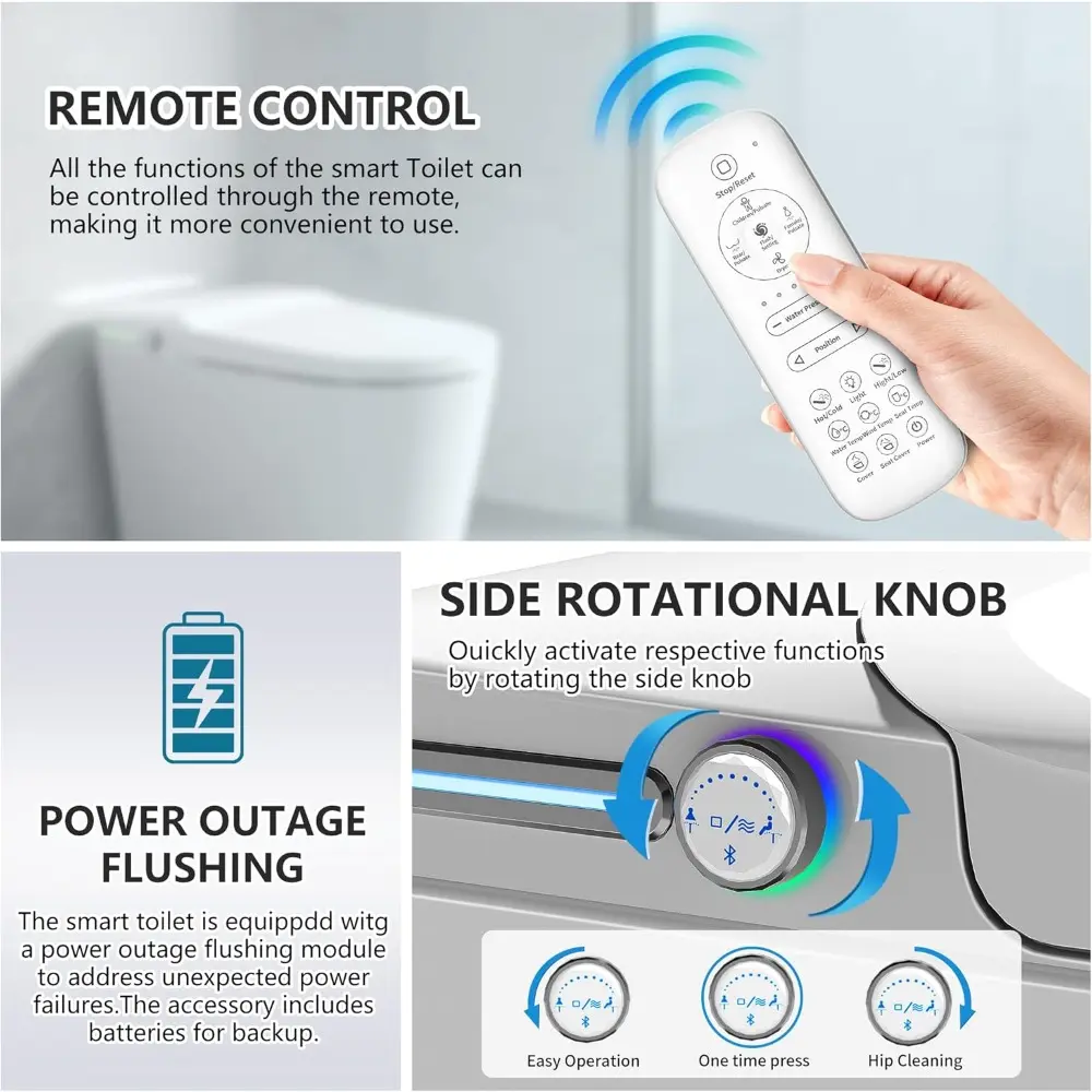 Luxury Smart Toilet with Bidet Built In, Bidet with Heated Seat,Warm Water Sprayer & Dryer, Japanese Toilet with Foot Sensor Ope