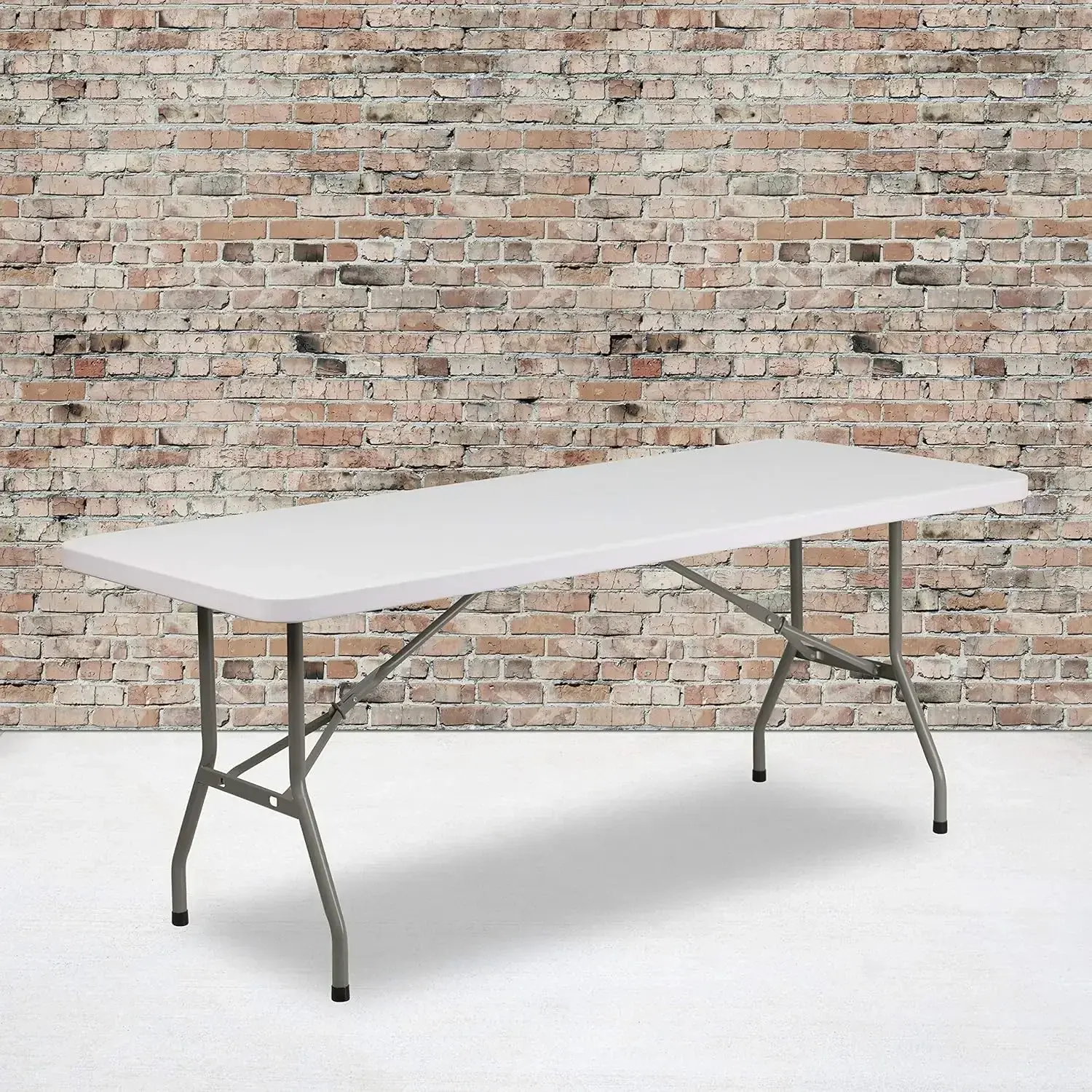 Elon 6' Rectangular All-Occasion Plastic Folding Event Table, Foldable Portable Banquet Table for Indoor/Outdoor Events, White