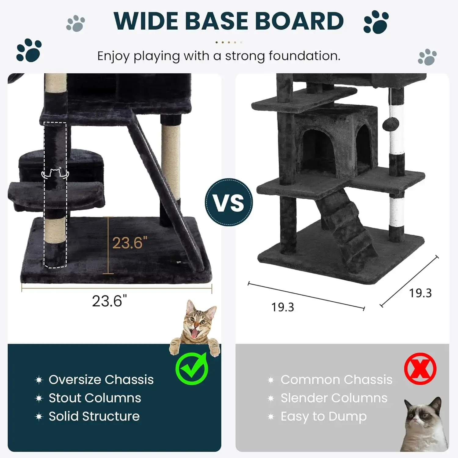 65in Larger Cat Tree Tower Condo for Indoor Kitties/Multi-Level Furniture Activity Center with Wide Base/Cozy Plush Cat Perches/