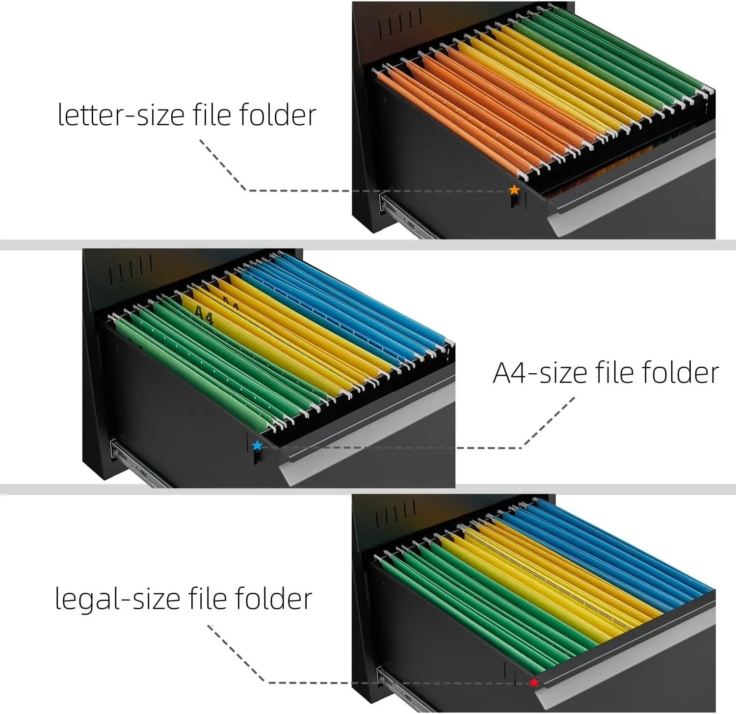 Metal File Cabinet with Lock, 2 Drawer Lateral File Cabinets for Home Office, Printer Stand, Heavy Duty Office Storage Cabinet