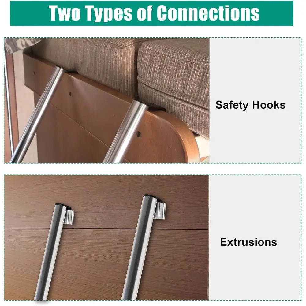 57" RV Bunk Ladder, 4 Step Integrated Aluminum Camper Bunk Bed Ladder with Anti-Slip Rubber Foot Pads, Sliver