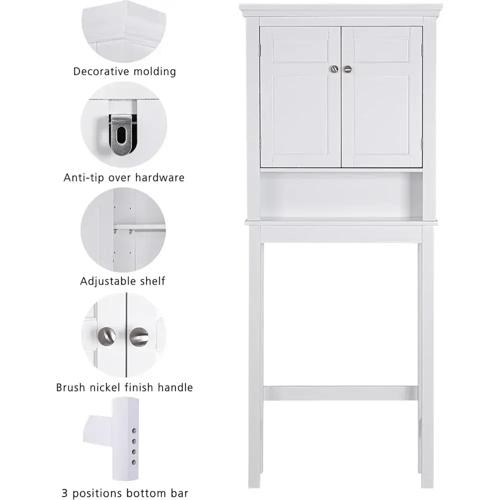 Over The Toilet Storage Cabinet, Bathroom Shelf Over The Toilet, Over Toilet Bathroom Organizer (White)