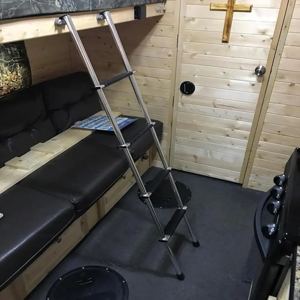57" RV Bunk Ladder, 4 Step Integrated Aluminum Camper Bunk Bed Ladder with Anti-Slip Rubber Foot Pads, Sliver