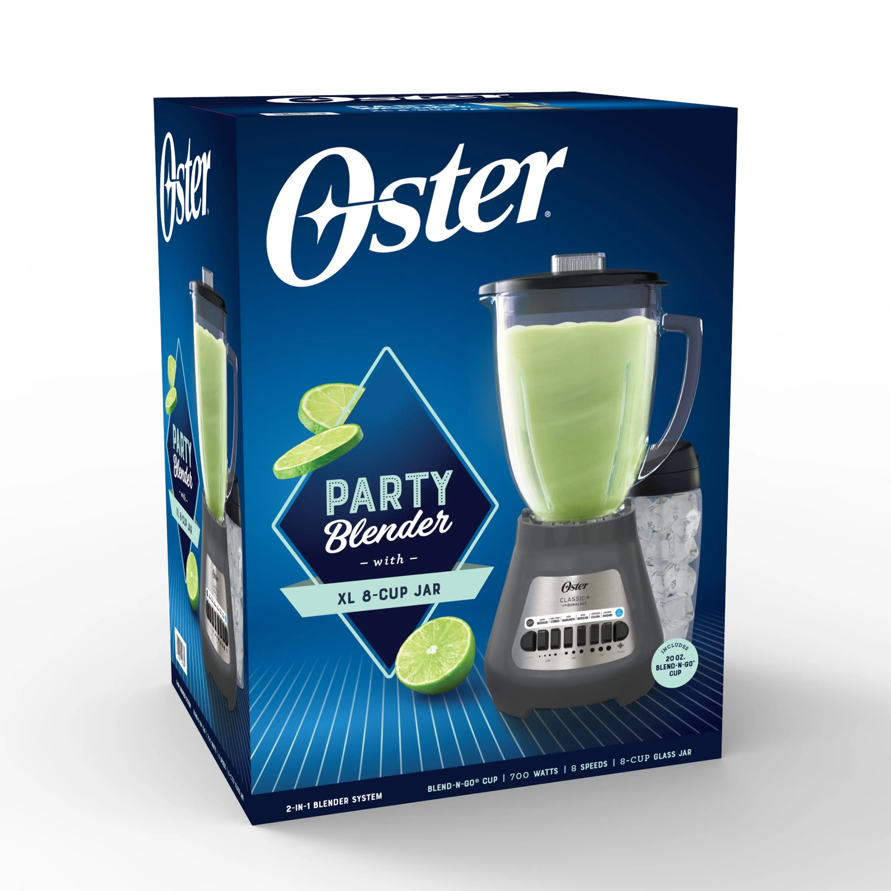 Party Blender XL 8-Cup Capacity Jar with  20oz Blend-N-Go Cup, 8 Speeds