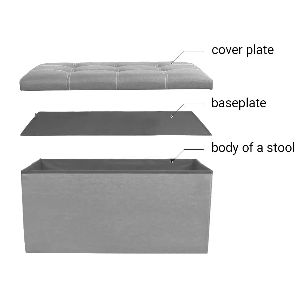 30" Storage Bench Folding Storage Ottoman Bench, Linen Coffee Table Folding Long Shoes Footstool Dressing Stool