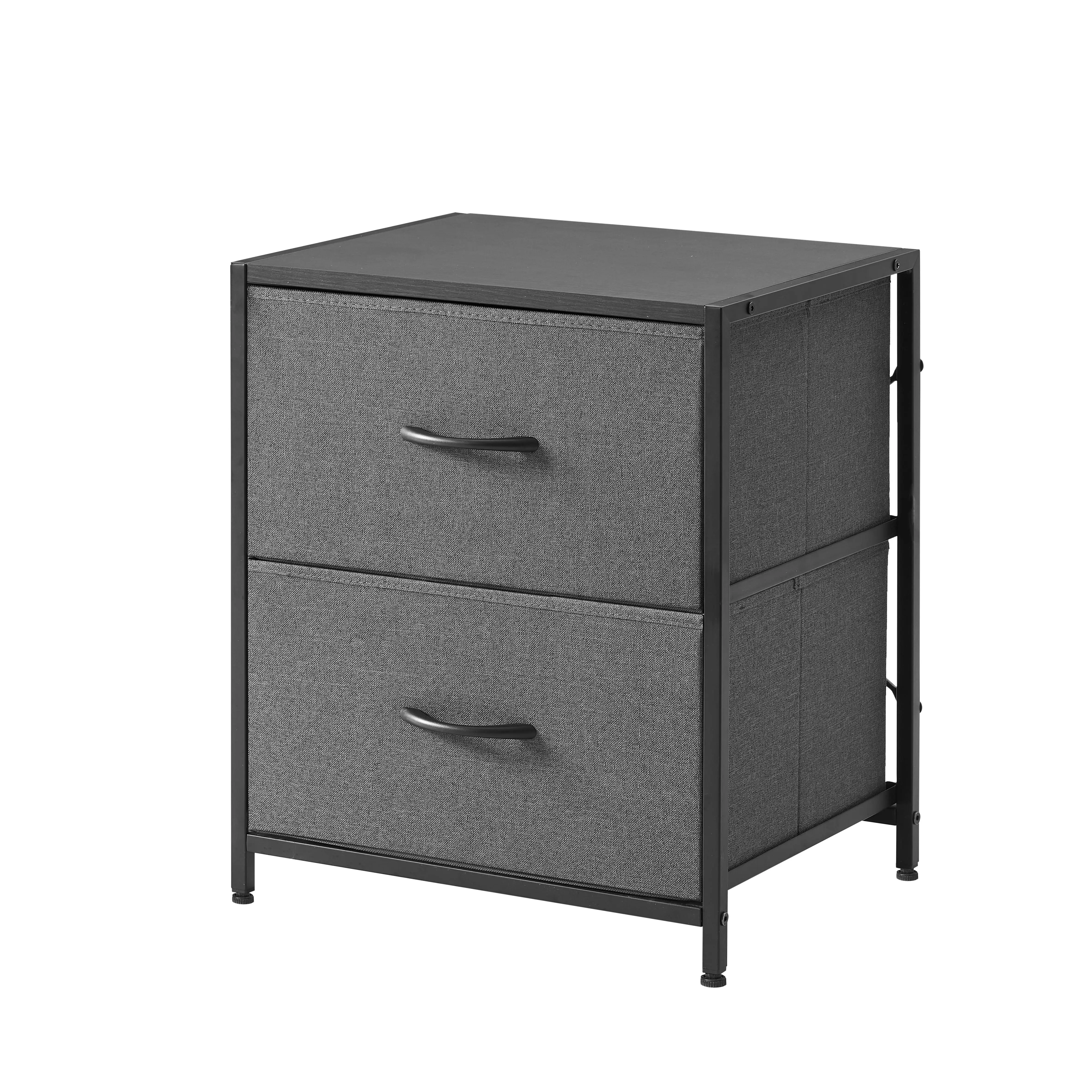 2 Drawer Fabric Storage Nightstand, Grey