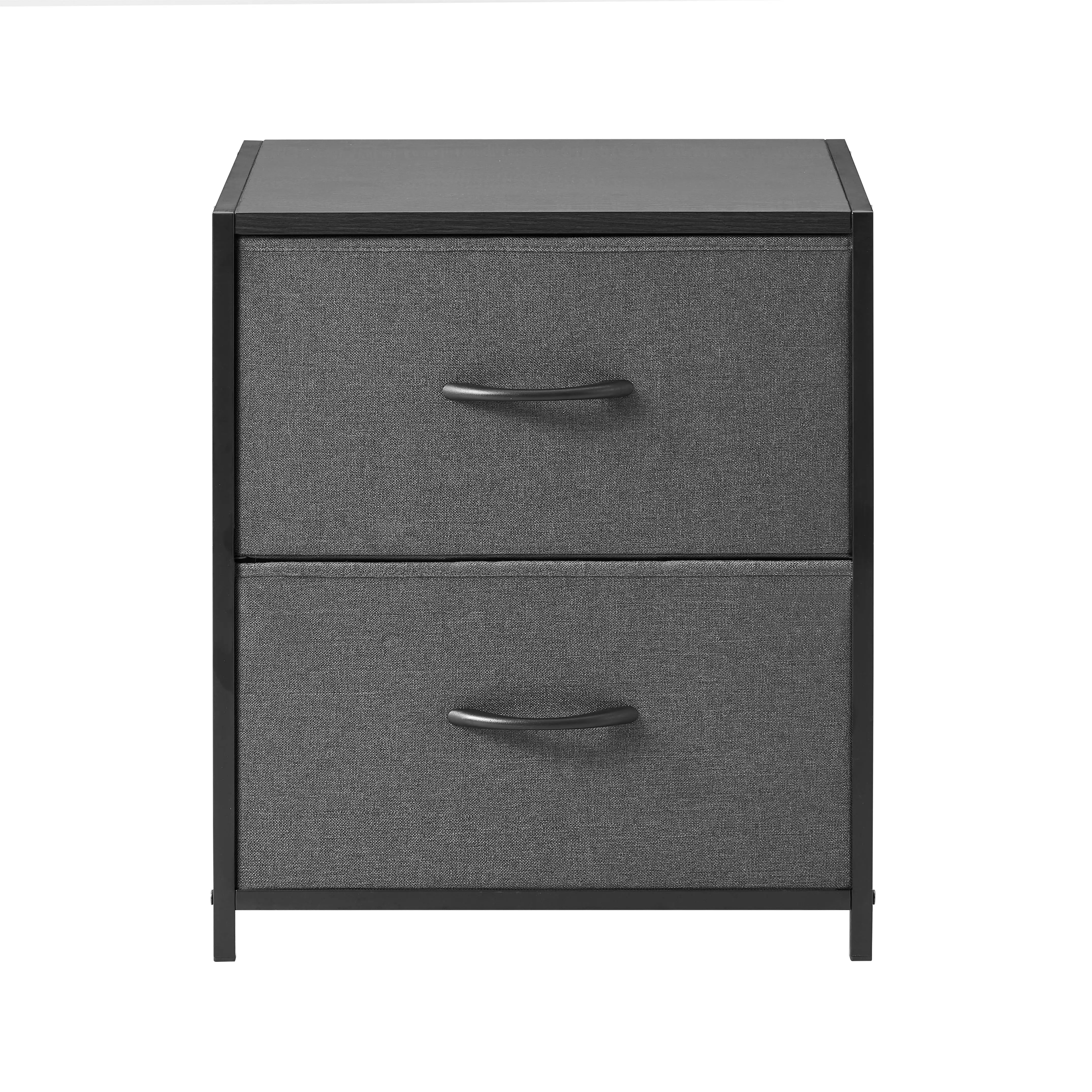 2 Drawer Fabric Storage Nightstand, Grey