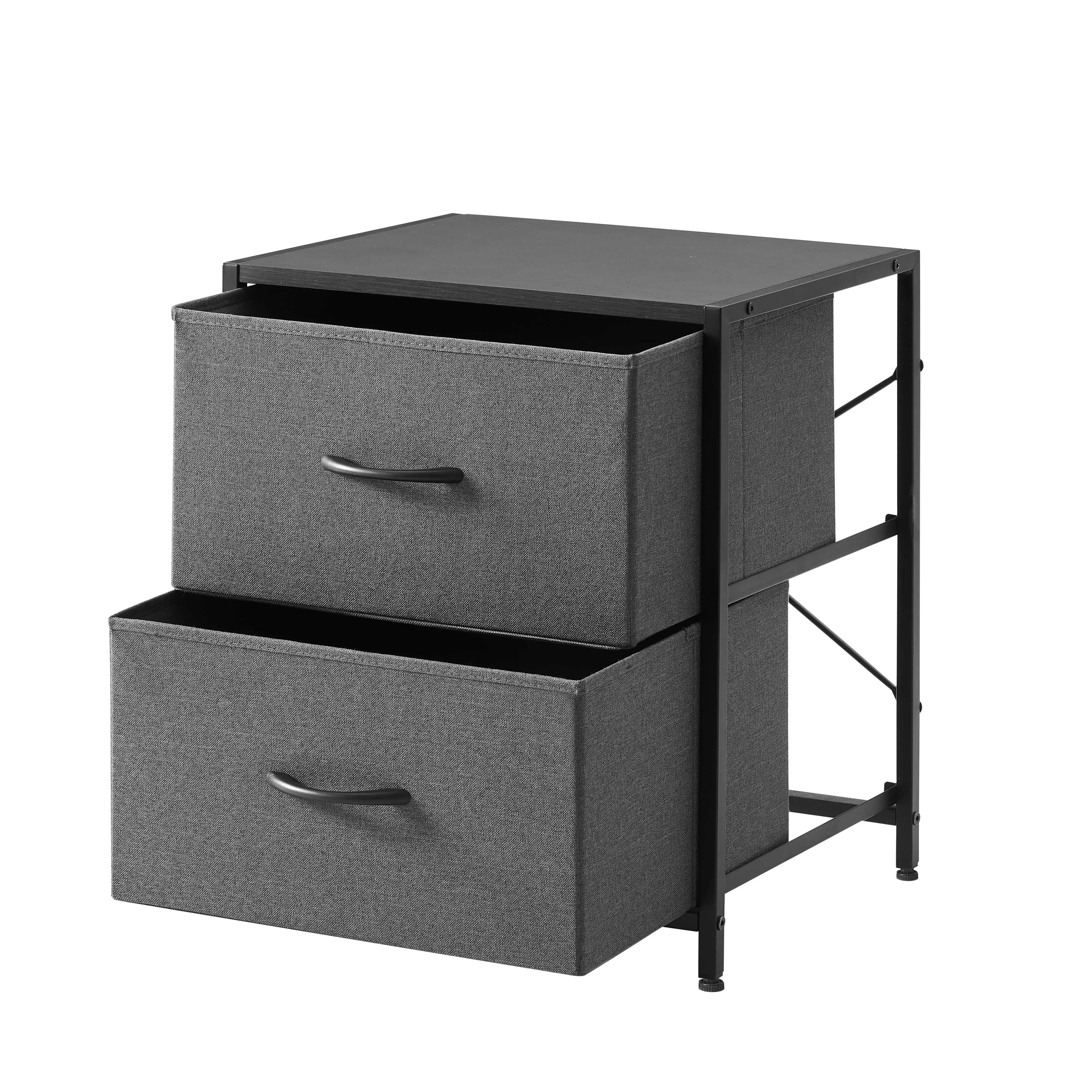 2 Drawer Fabric Storage Nightstand, Grey