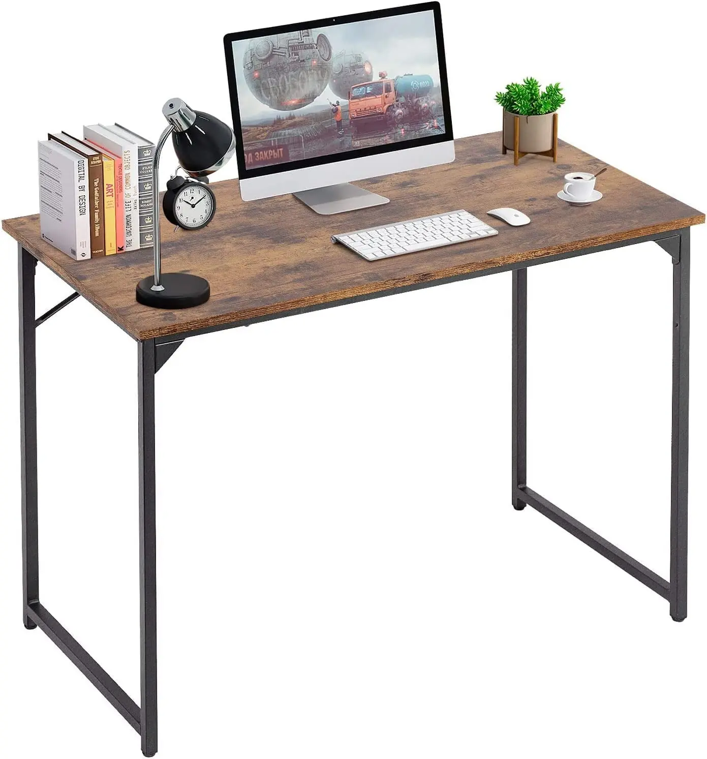 39 inch Computer Desk Modern Writing Desk, Simple Study Table, Industrial Office Desk, Sturdy Laptop Table for Home Office