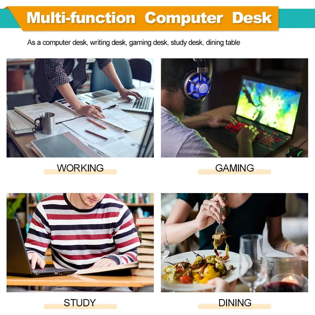 39 inch Computer Desk Modern Writing Desk, Simple Study Table, Industrial Office Desk, Sturdy Laptop Table for Home Office