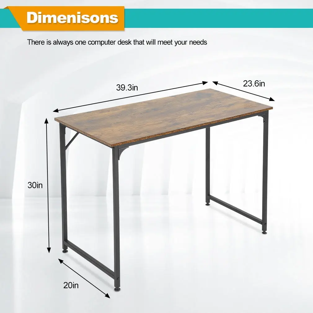 39 inch Computer Desk Modern Writing Desk, Simple Study Table, Industrial Office Desk, Sturdy Laptop Table for Home Office
