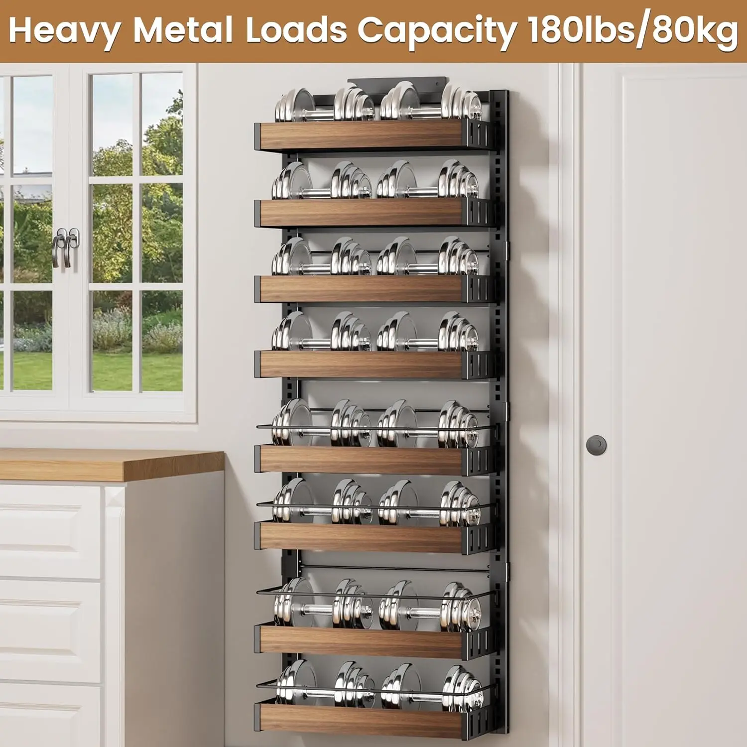 8 Tier Over The Door Pantry Organizer, 2 IN 1 Wall Mount or Hanging Spice Rack Seasoning Shelves with Adjustable Basket