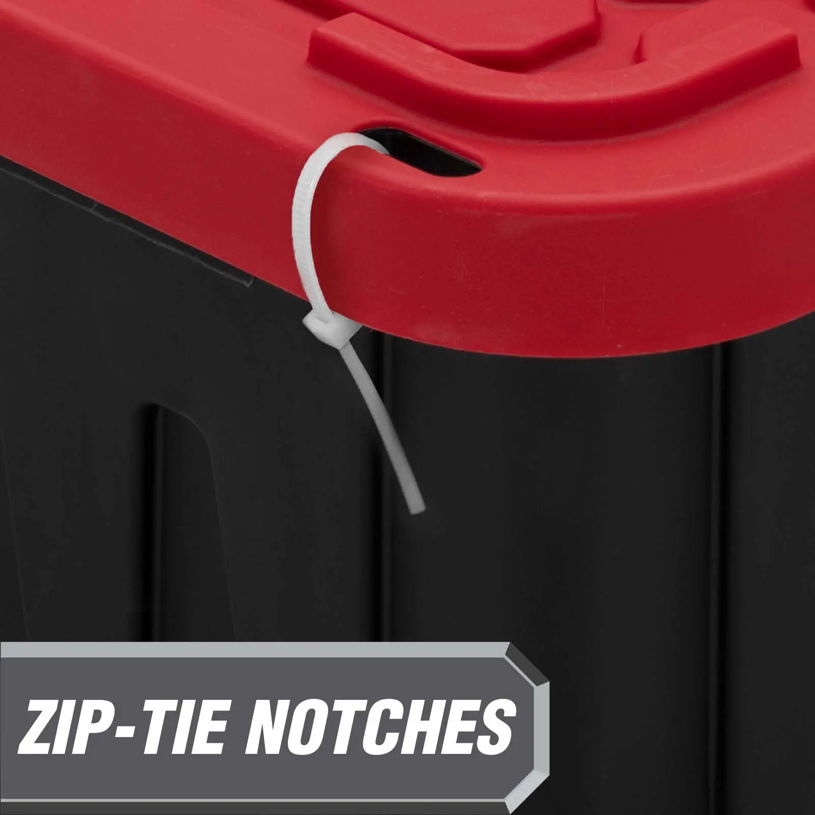 (2 pack) Hyper Tough Extra Large Storage Bin, 40 Gallon Plastic Storage Container with Snap-On Lid, Black and Red