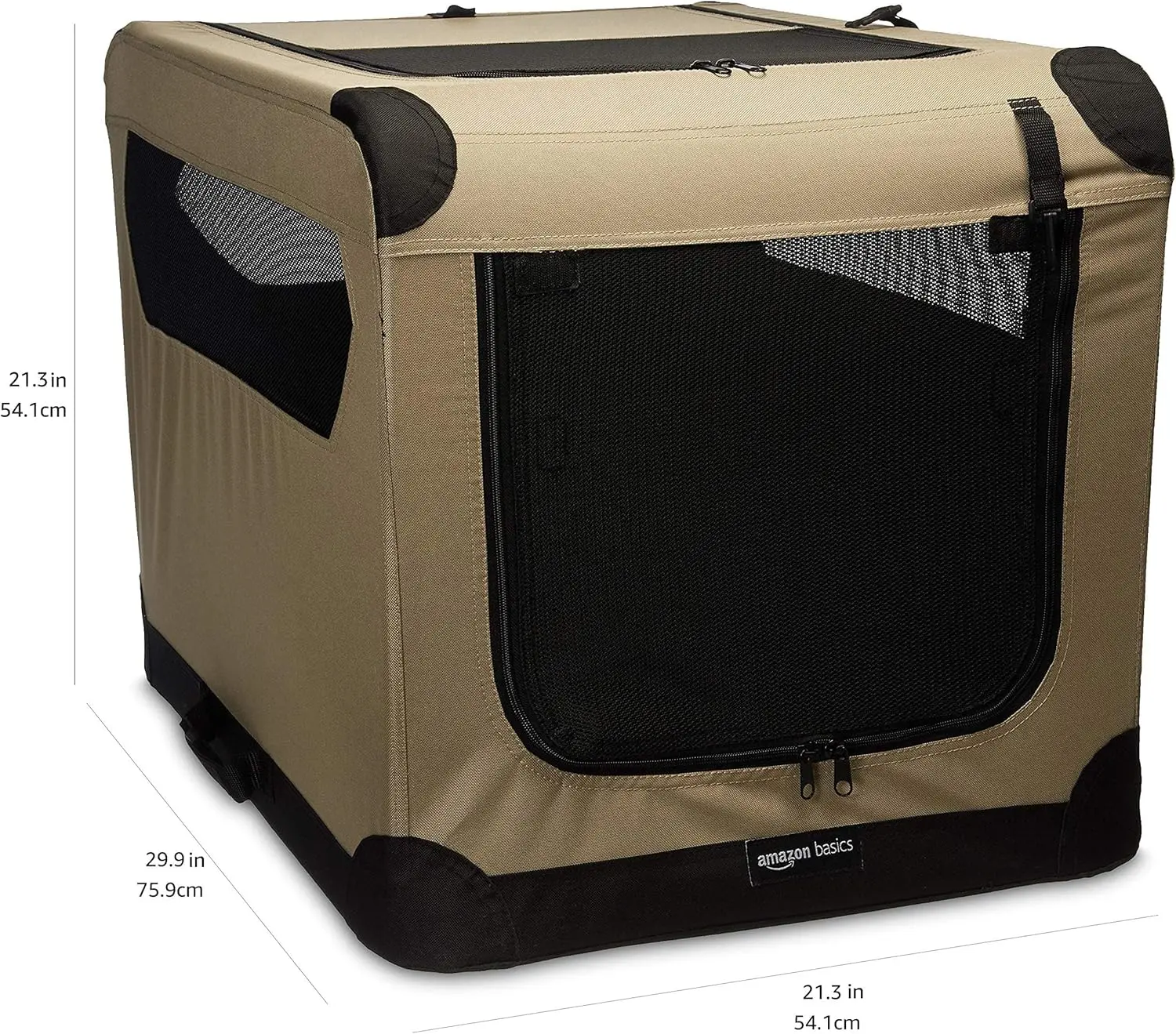 2-Door Portable Soft-Sided Folding Soft Dog Travel Crate Kennel, Medium (M 30" x 21" x 21"), Tan