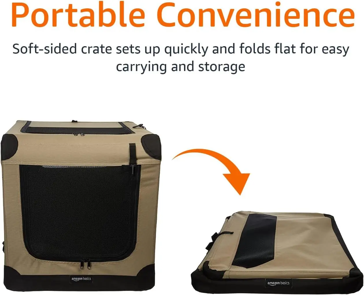 2-Door Portable Soft-Sided Folding Soft Dog Travel Crate Kennel, Medium (M 30" x 21" x 21"), Tan