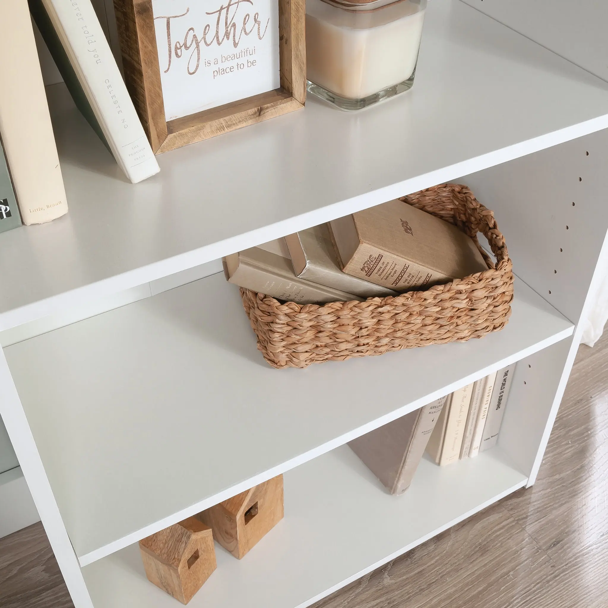 Beginnings Engineered Wood 3-Shelf Bookcase in Soft White