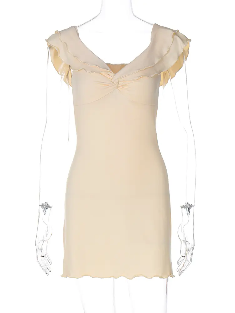 Hugcitar 2024 Straps V Neck Solid Sleeveless Backless Sexy Elegant Slim Mini Dress Summer Women Outfits Birthday Party Festival