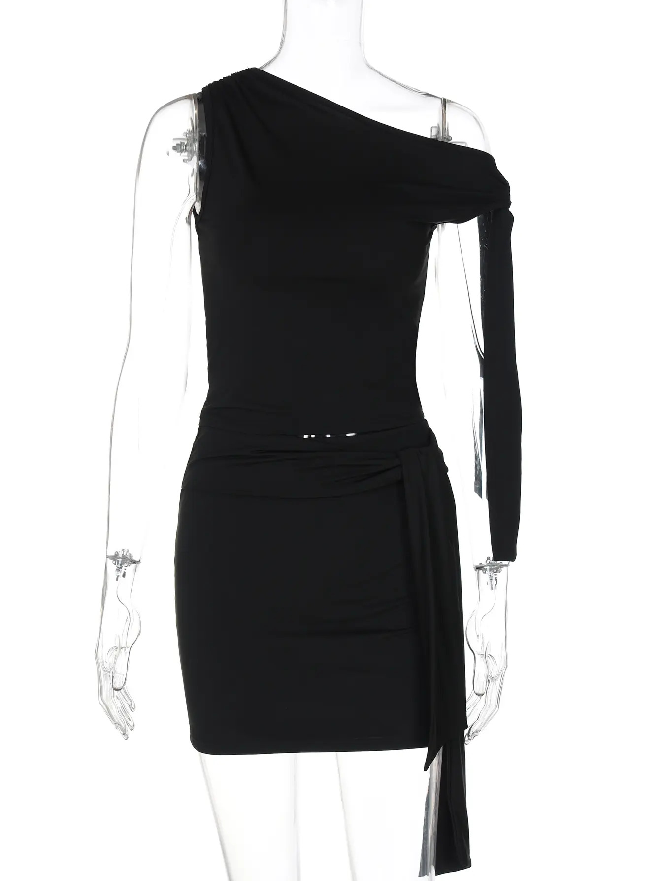 Hugcitar Fashion 2 Pcs Sets Skew Collar Solid Draped Bandage Sexy Crop Tank Top Mini Skirt Y2K Women Clothes Vacation Streetwear