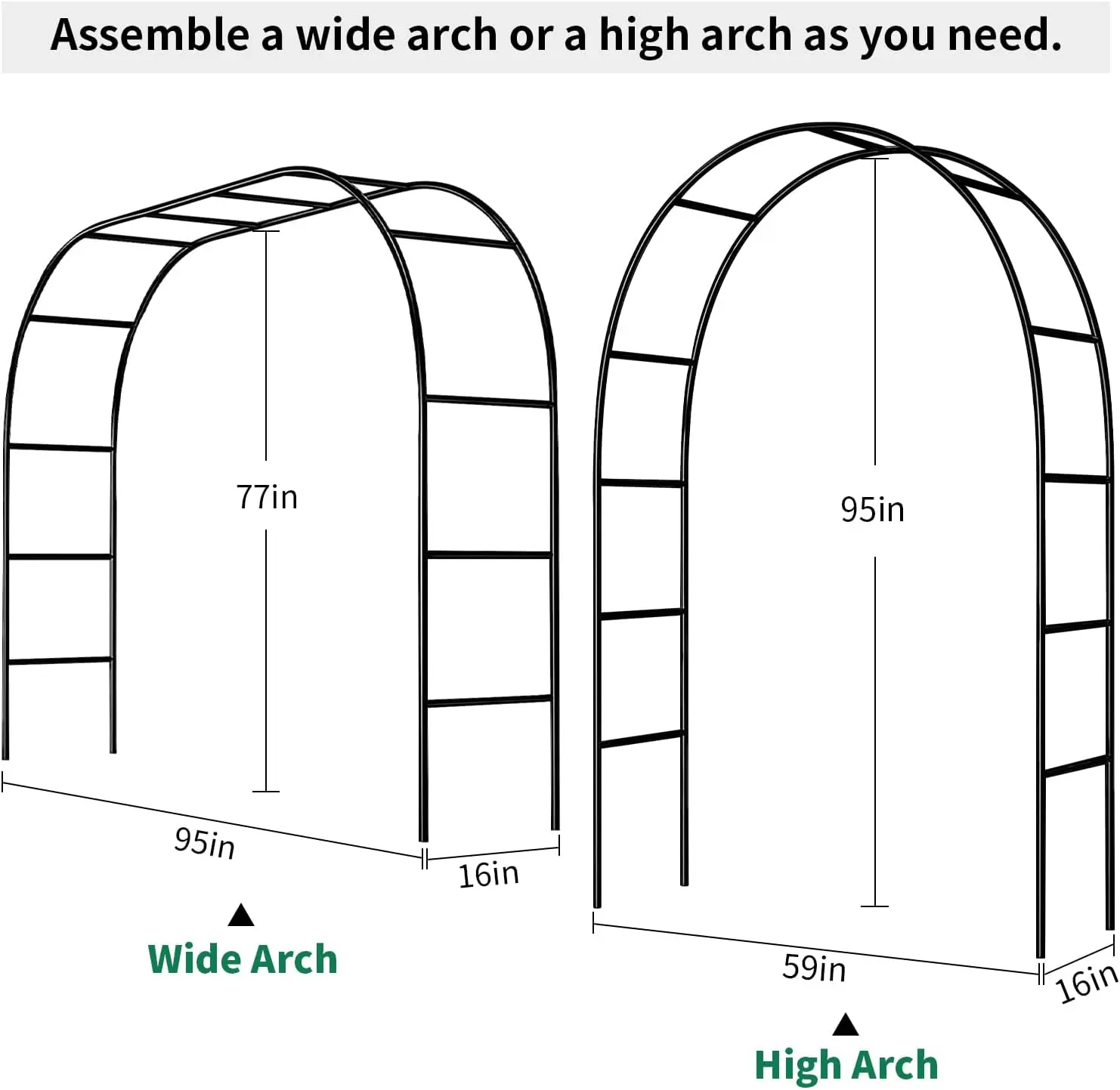 Garden Arch Trellis for Climbing Plants Outdoor Wedding Arches for Ceremony Black Metal Garden Arbor Indoor Garden Arches
