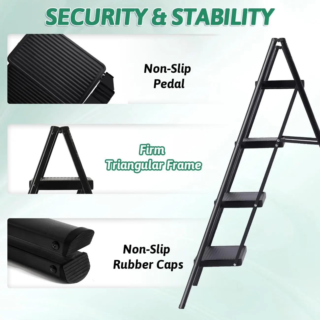 4 Step Ladder Folding Step Stool, Heavy Duty 330 Lbs Load Step Ladders for Home, Tall Kitchen/Closet Stepladder for Adults
