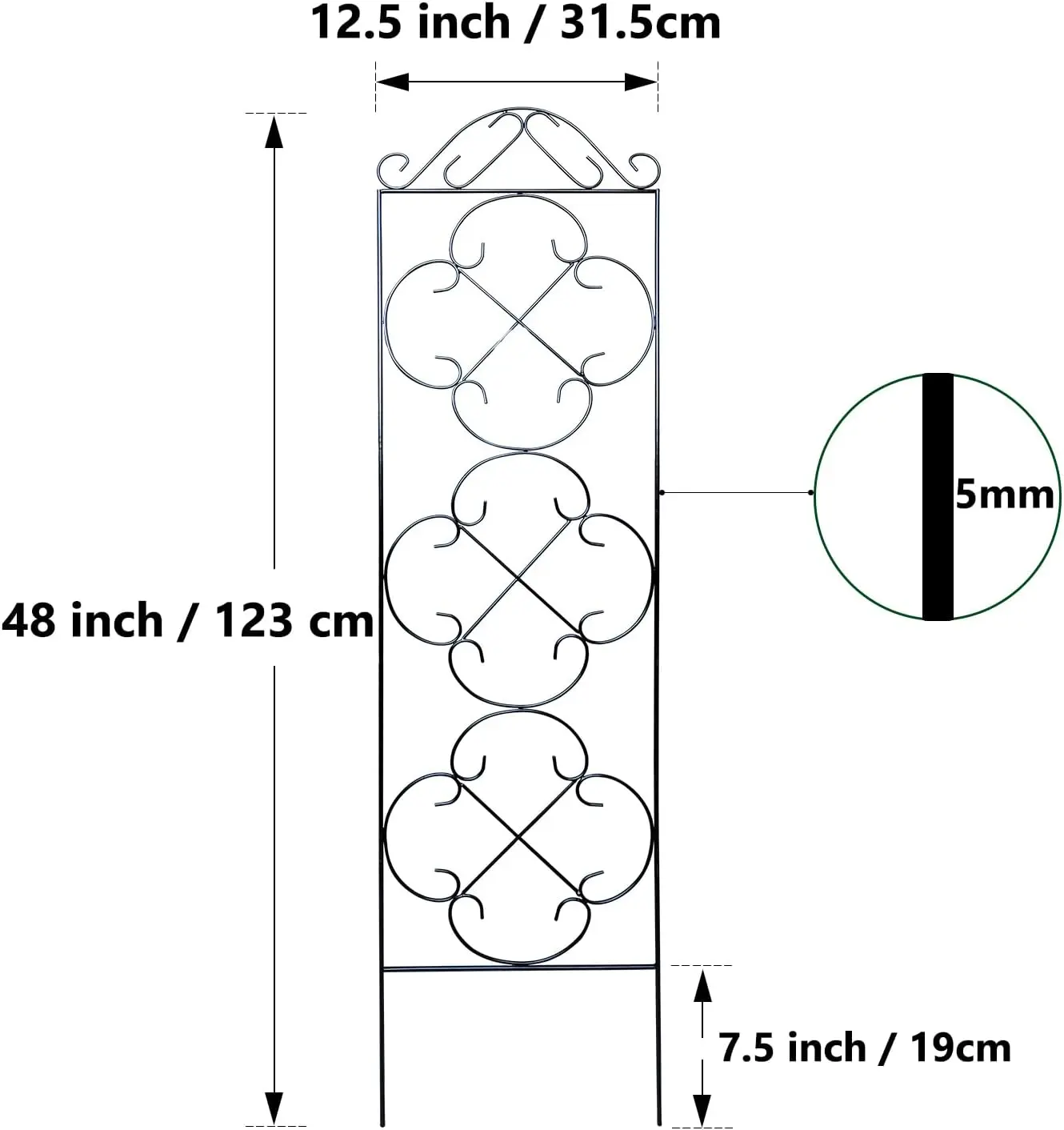 Garden Trellis 4 Pack 48'' H x 12.5'' W Metal Plant Climbing Trellis Suitable for Potted Plants Indoor &Outdoor Climbing Plants