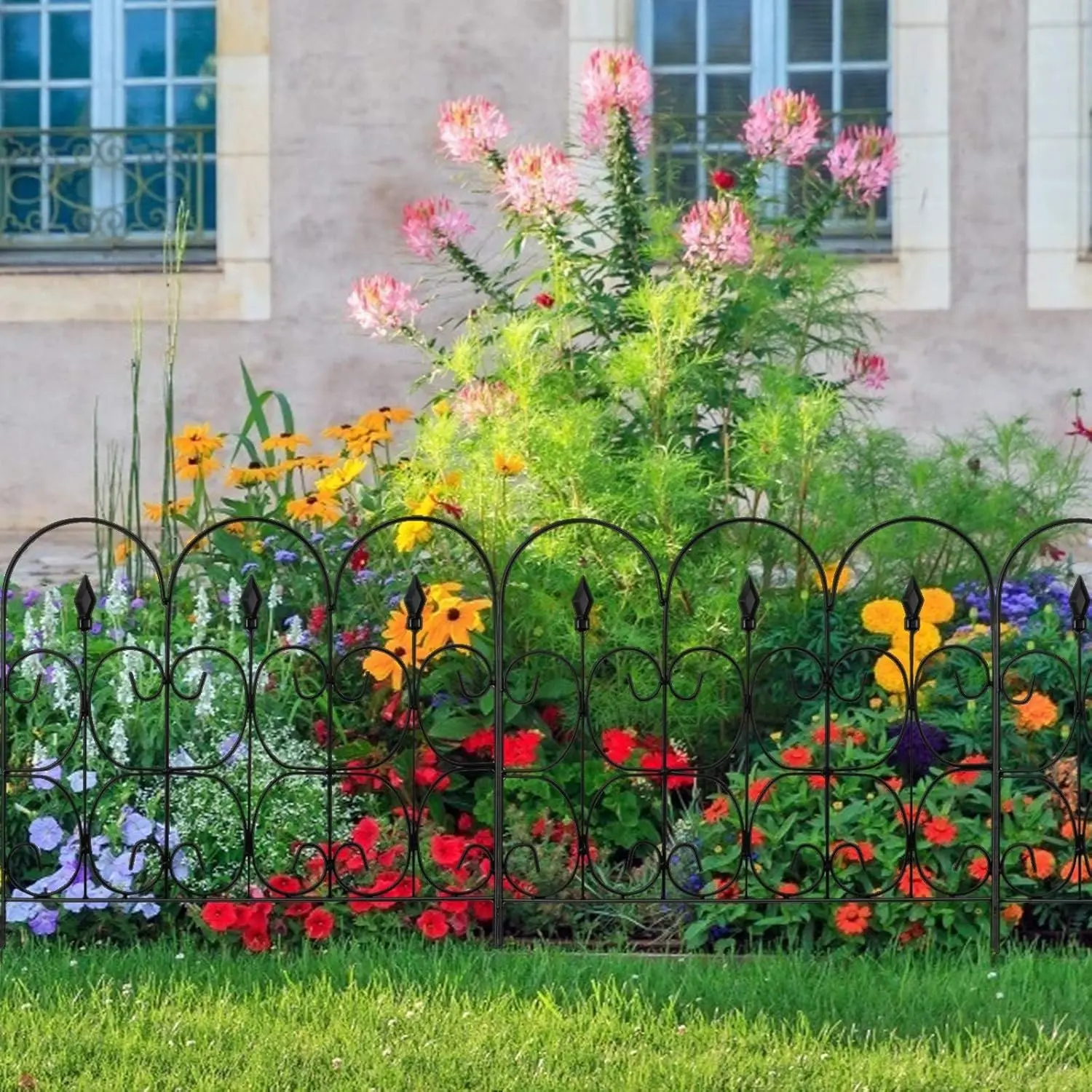5 Panels 32in(H)×10ft(L) Decorative Garden Fences and Borders for Dogs No Dig Metal Fence Panels Garden Edging Border Fence