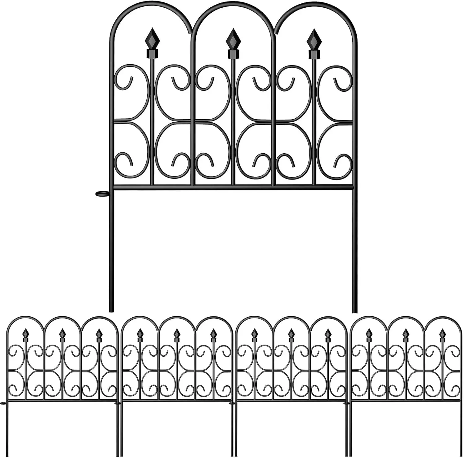 5 Panels 32in(H)×10ft(L) Decorative Garden Fences and Borders for Dogs No Dig Metal Fence Panels Garden Edging Border Fence