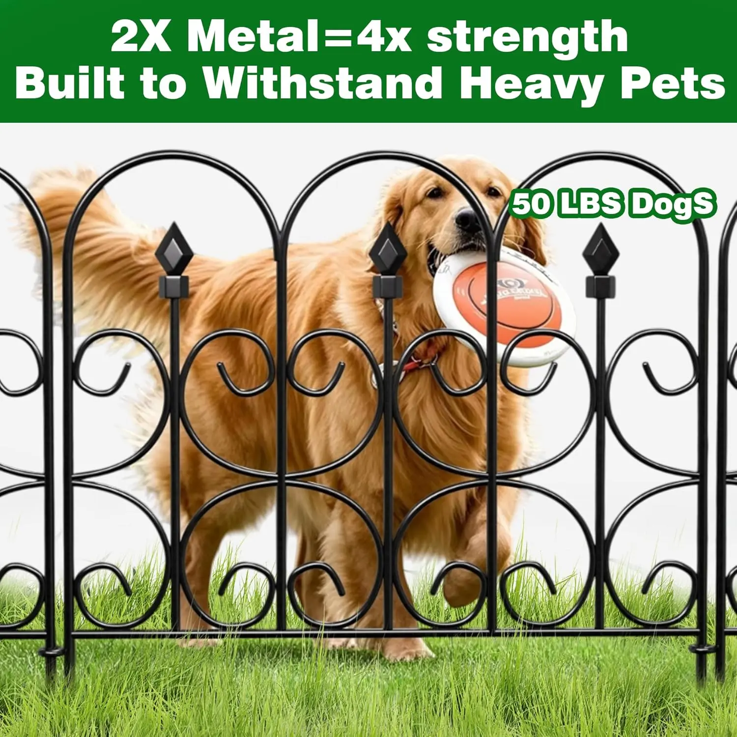5 Panels 32in(H)×10ft(L) Decorative Garden Fences and Borders for Dogs No Dig Metal Fence Panels Garden Edging Border Fence
