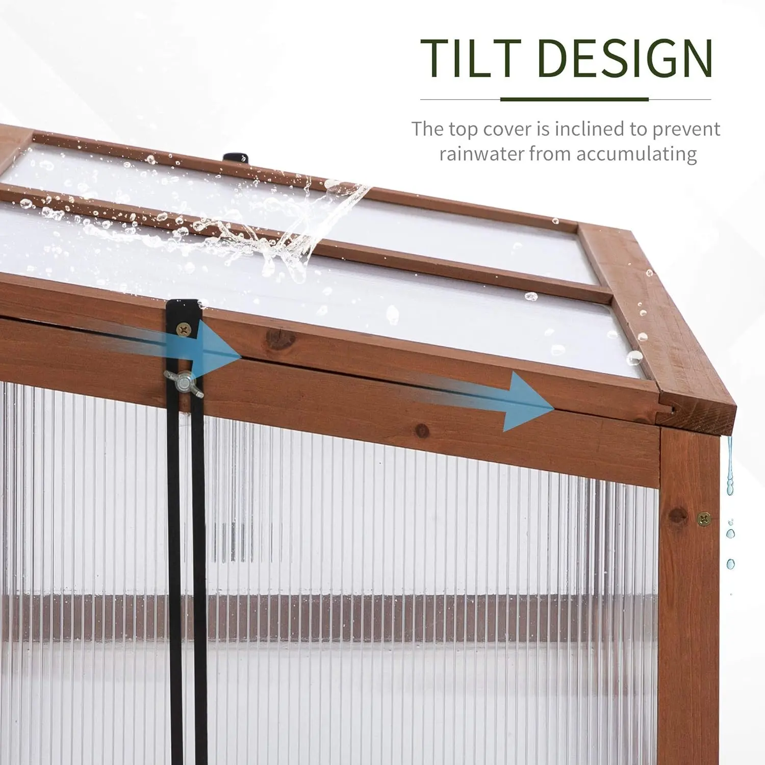 Wooden Cold Frame Greenhouse, Mini Greenhouse with Polycarbonate Board and Solid Wood Frame, Green House Cold Frame