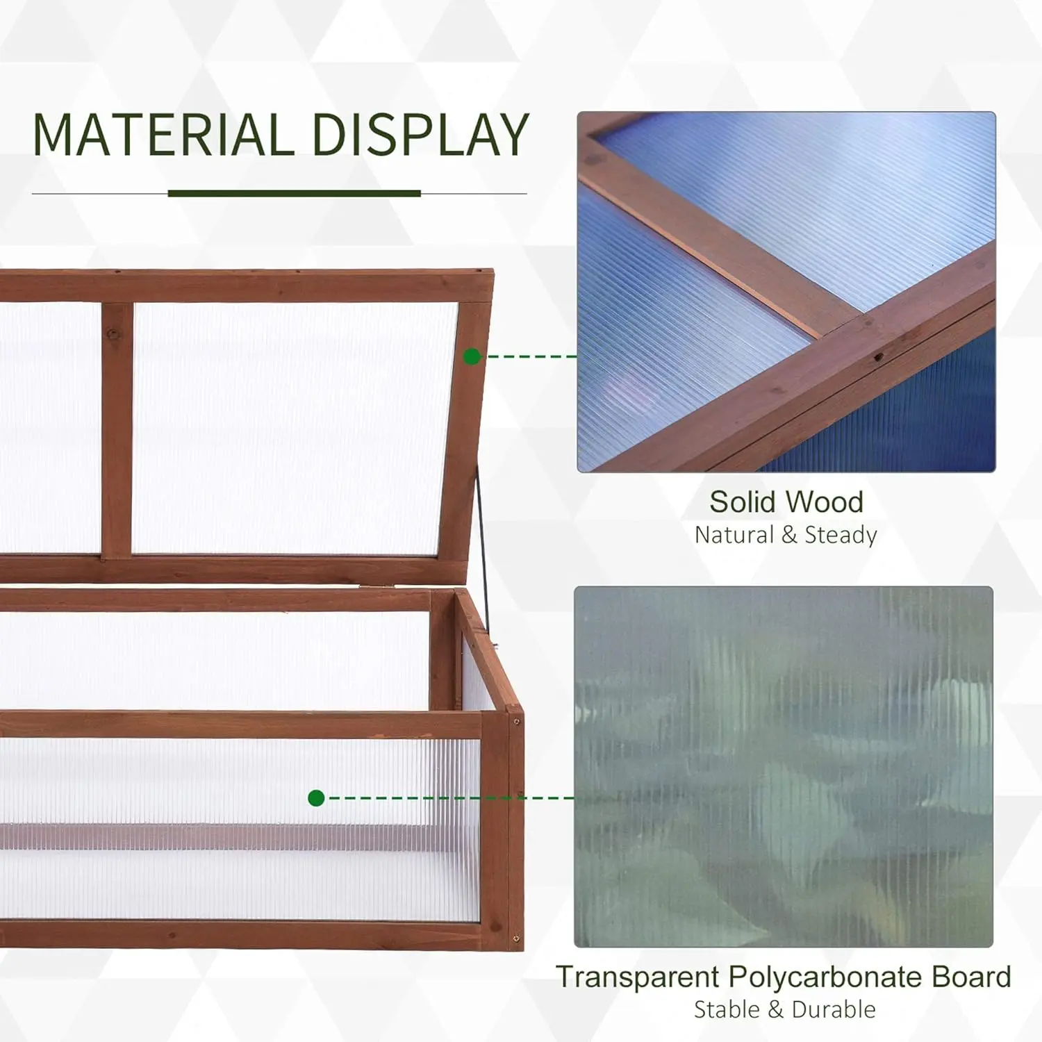 Wooden Cold Frame Greenhouse, Mini Greenhouse with Polycarbonate Board and Solid Wood Frame, Green House Cold Frame