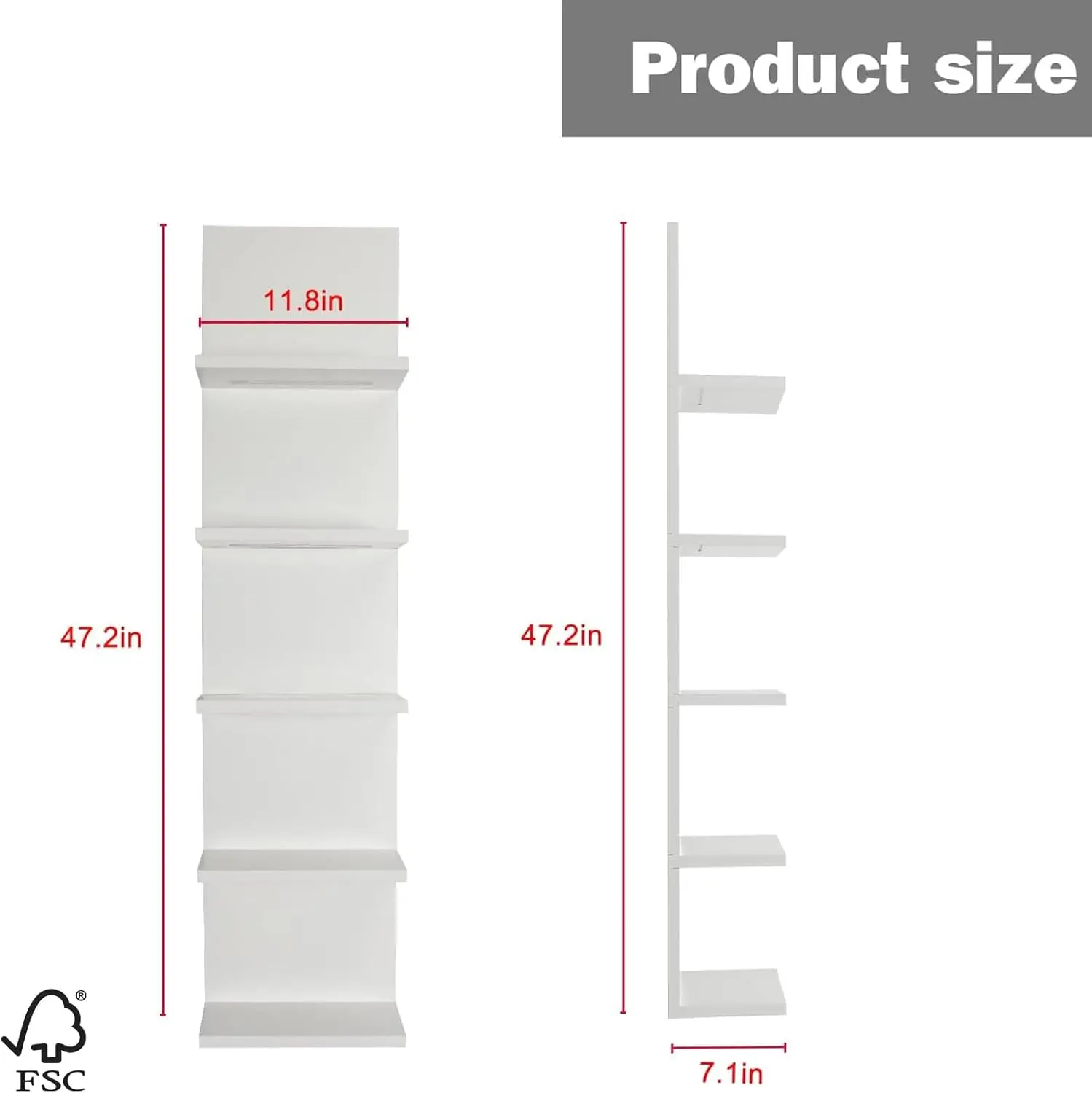 5-Tier Wall Shelf Unit with RGB Light, Floating Lack Shelf for Wall Storage, Wall Mounted Vertical Display Shelf for Bedroom