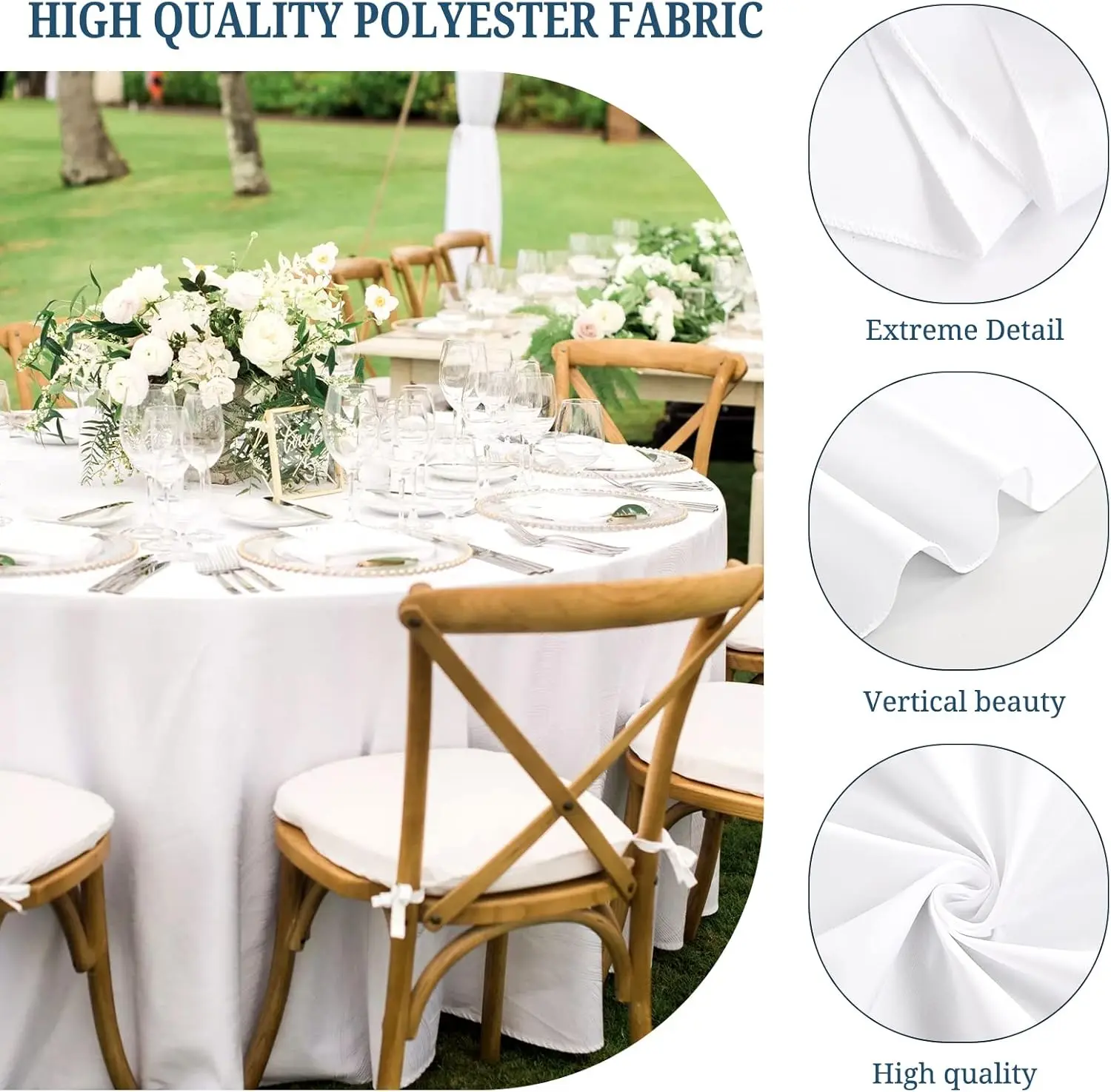 10 Packs Premium Round Tablecloth 90 Inch White Polyester Table Cloth Bulk Washable Polyester Fabric Tablecloths Table Cover