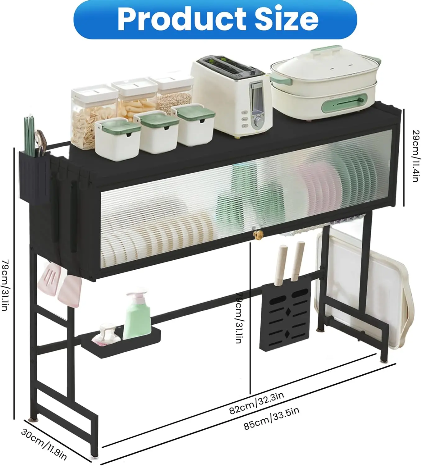 Dish Drying Rack, 3-Tier Over Sink Drying Rack, 33.5" Over Sink Rack for Small Kitchen, Space-Saving Rack