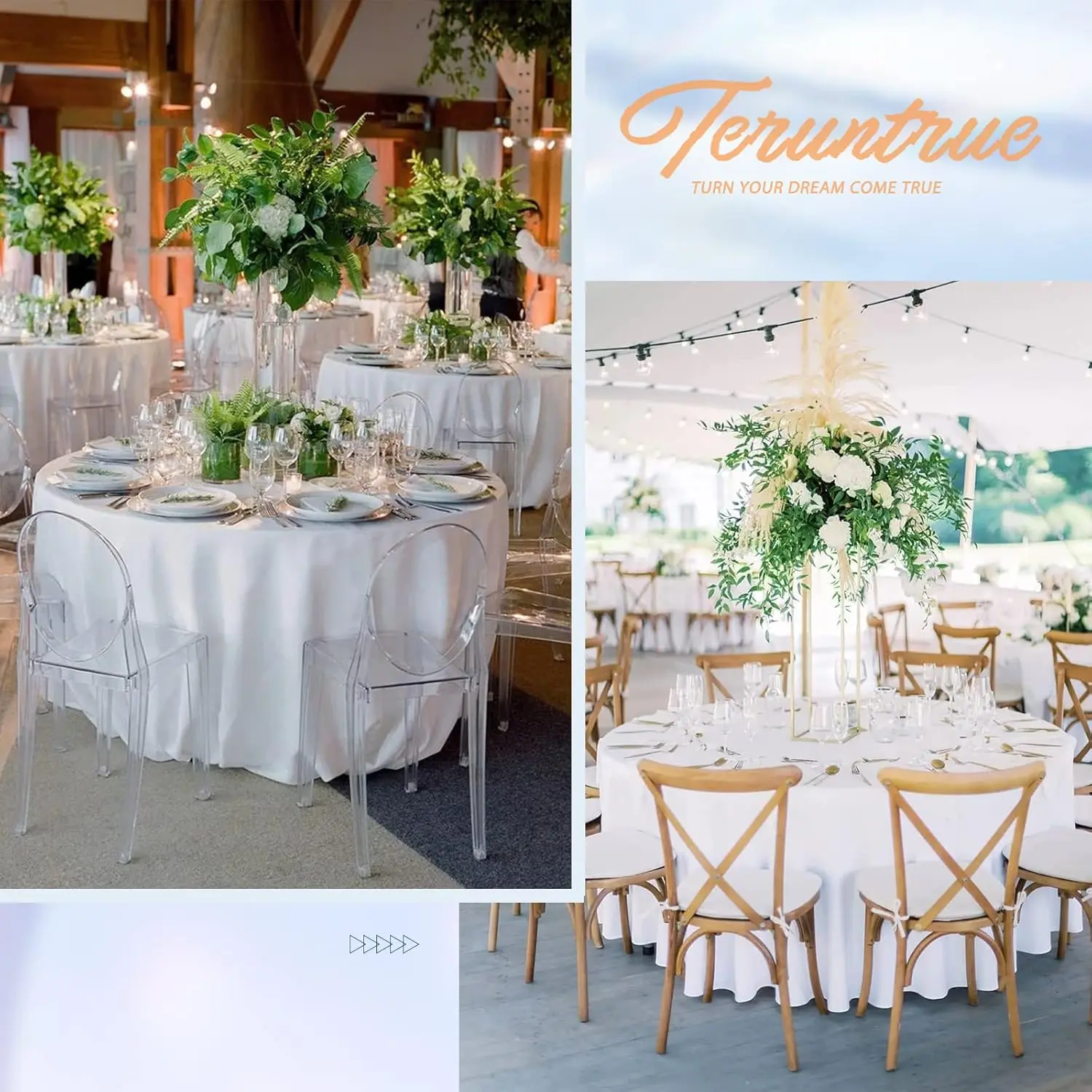 10 Packs Premium Round Tablecloth 90 Inch White Polyester Table Cloth Bulk Washable Polyester Fabric Tablecloths Table Cover