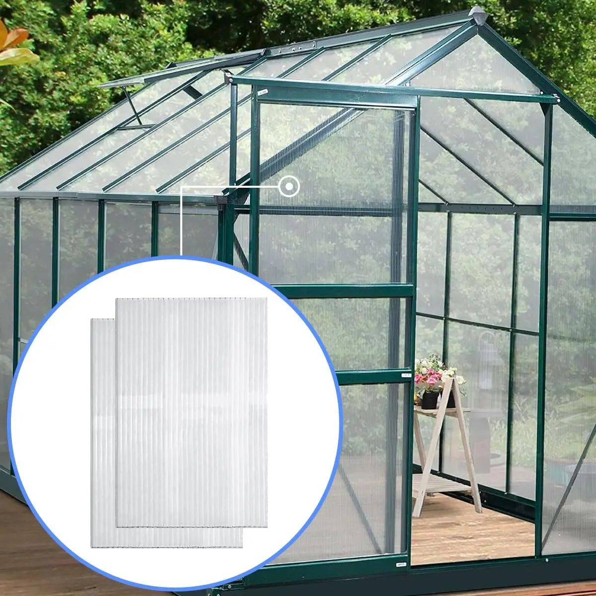 6 Pcs Polycarbonate Greenhouse Panels, 4' x 2' x 0.16'' Twin-Wall Panels, Polycarbonate Sheet for All Weather Outdoor Garden