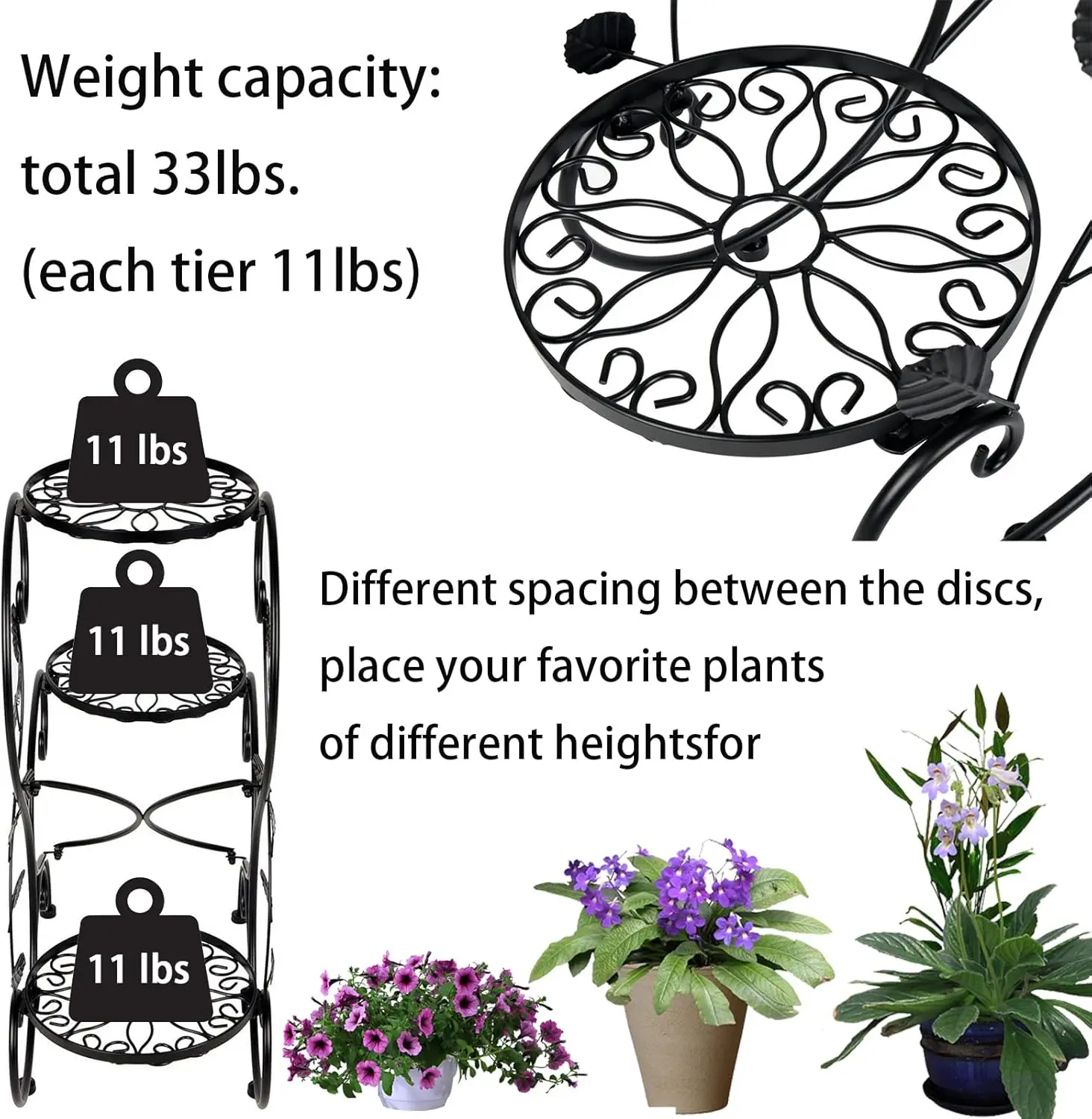 3 Tier Tall Plant Stand Outdoor Flower Stand Flower Pot Holder Display for Patio Garden Corner Balcony Living Room