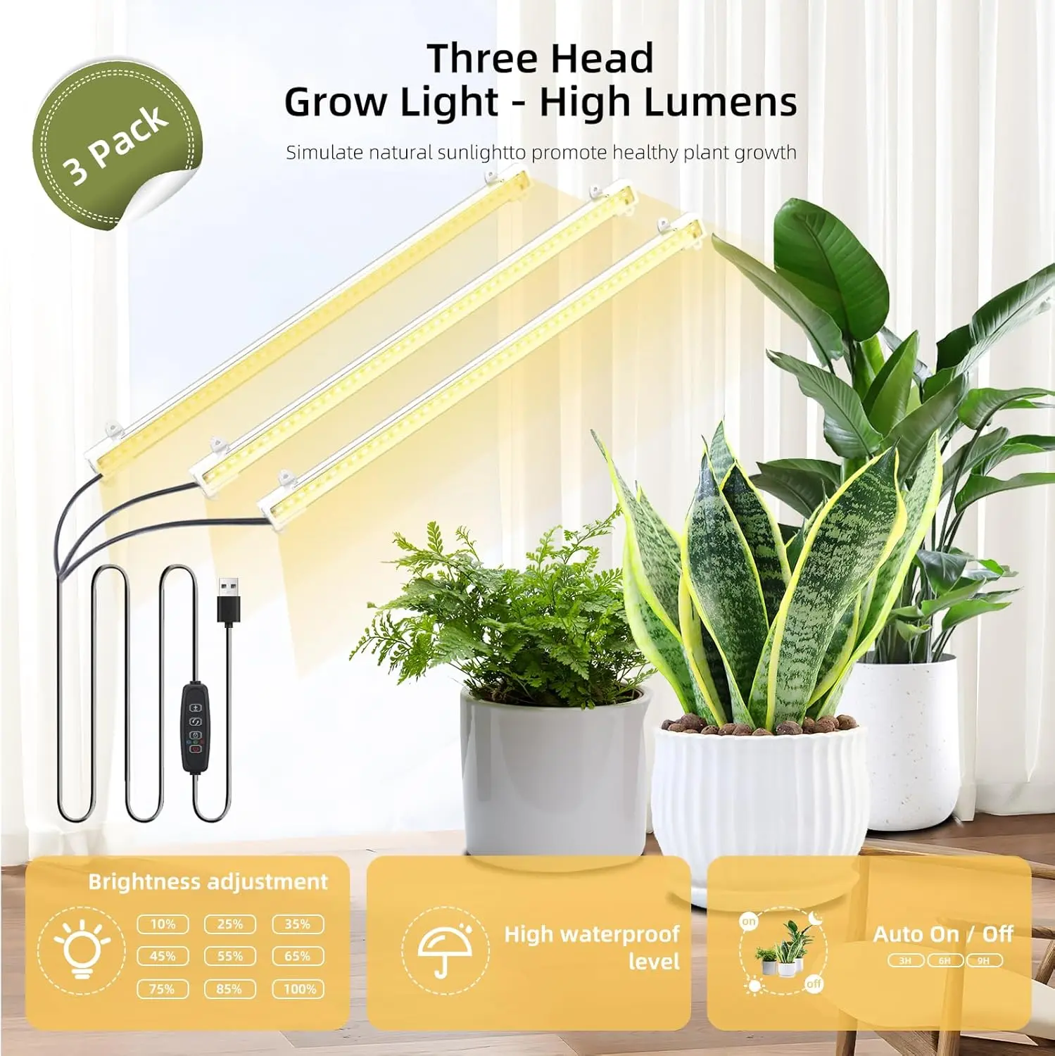 Hanging Plant Stand with Grow Light, 3 Tier Metal Plant Stand for Indoor Plants Multiple, Large Plant Shelf Display Holder