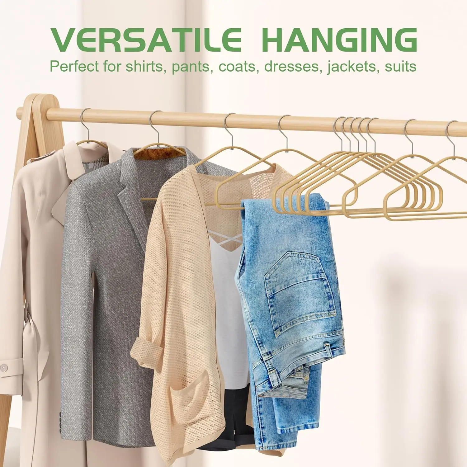 Bamboo Hangers 50 Pack - Durable & Slim Coat Hanger - Suit Hangers with 360-Degree Rotatable Hook, Suit Hangers for Clothes