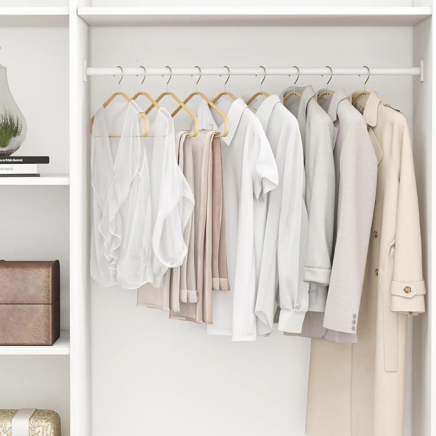 Bamboo Hangers 50 Pack - Durable & Slim Coat Hanger - Suit Hangers with 360-Degree Rotatable Hook, Suit Hangers for Clothes