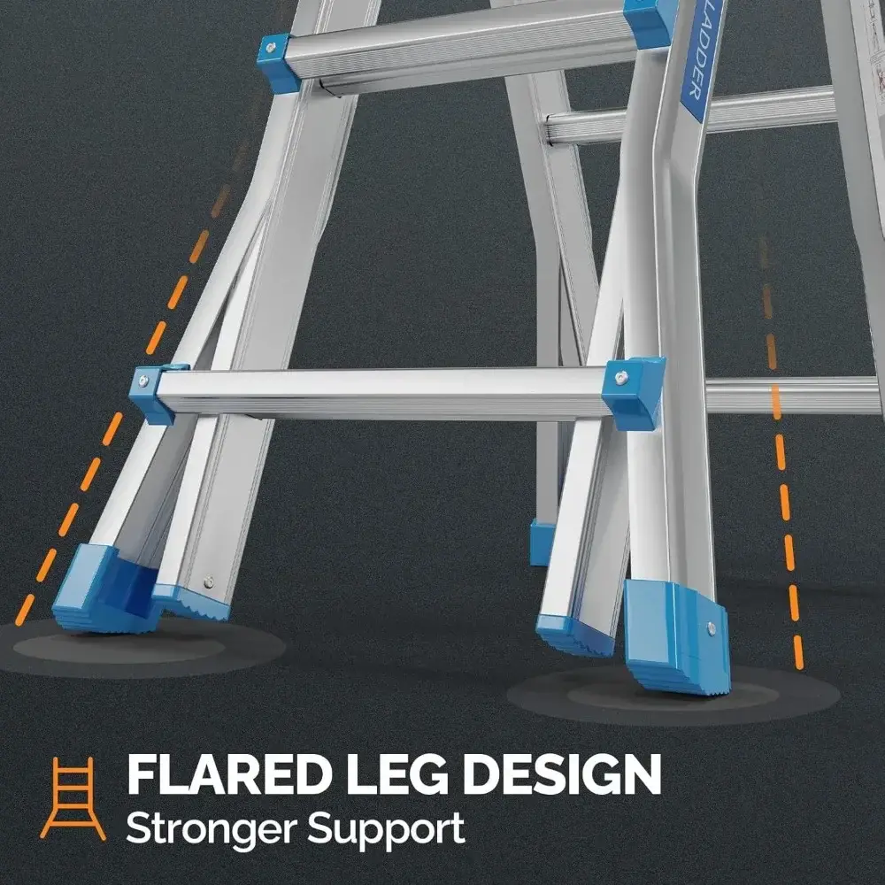 Step Ladder, A Frame 3 Step Telescoping Stepladder, 13 ft Reach Height Muti Position Folding Flared Leg Design, 330 lbs Capacit