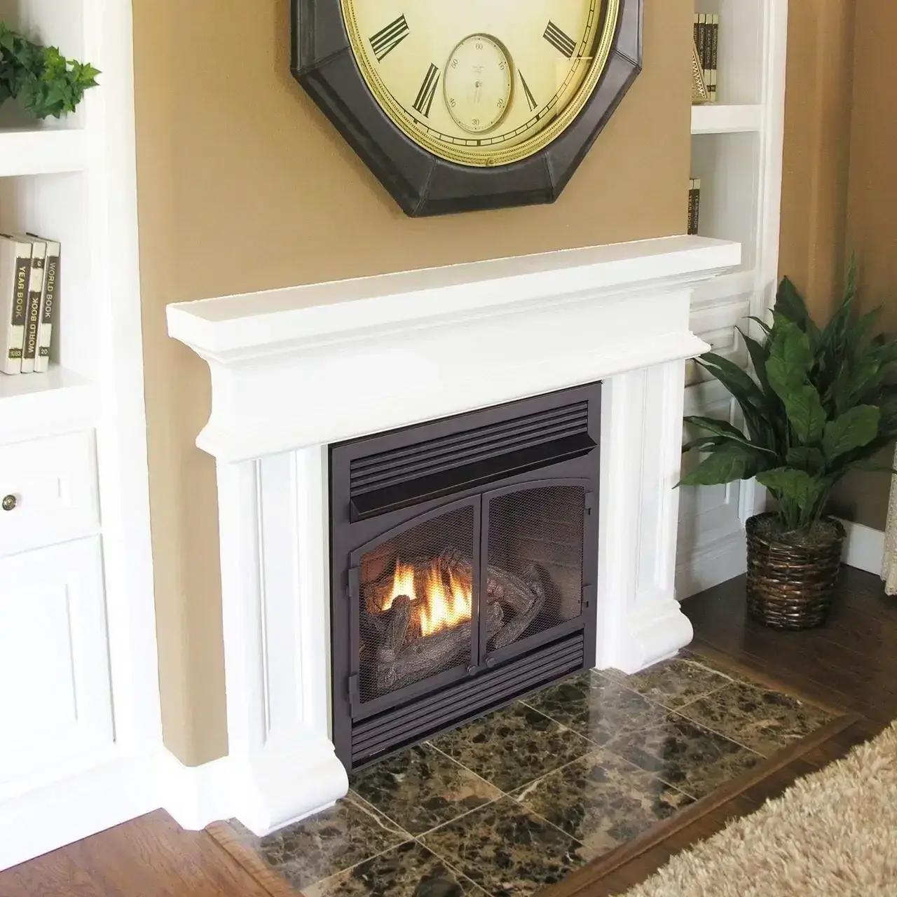 Dual Fuel Ventless Gas Fireplace Insert, Remote Control,Use with Natural Gas or Liquid Propane, 32000 BTU,Black