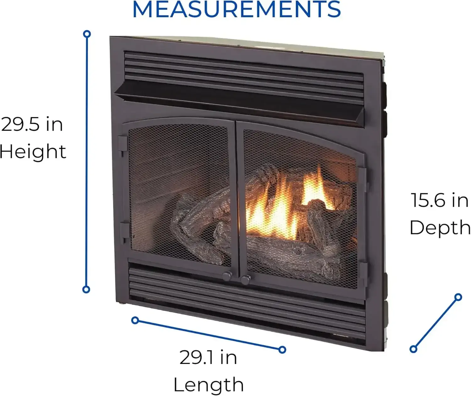 Dual Fuel Ventless Gas Fireplace Insert, Remote Control,Use with Natural Gas or Liquid Propane, 32000 BTU,Black