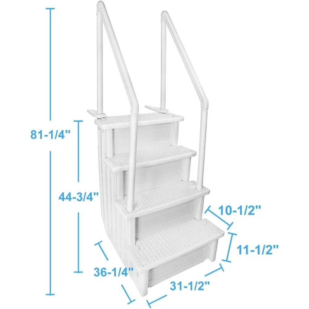 XtremepouwerUS 4-Step Above Ground Swimming Pool Ladder Step to Deck Mounted Step Ladder W/ Double Handle Rail Slip Prevent 48"