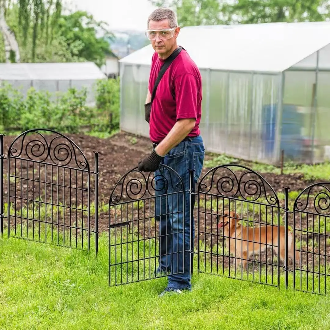 Tall Garden Fence Animal Barrier with Gate, 40 in(H) 12 Panels Garden Fences and Borders for Dogs, Dog Fence Outdoor for Yard